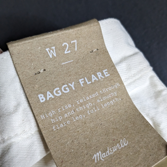 Madewell Women's Cream White Baggy Flare Jeans W27 Size - Picture 4 of 14